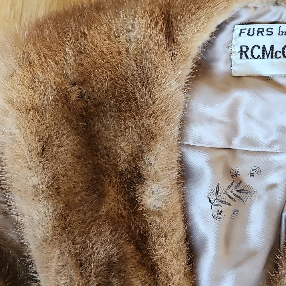 Vintage real mink shawl wrap with pockets S/M